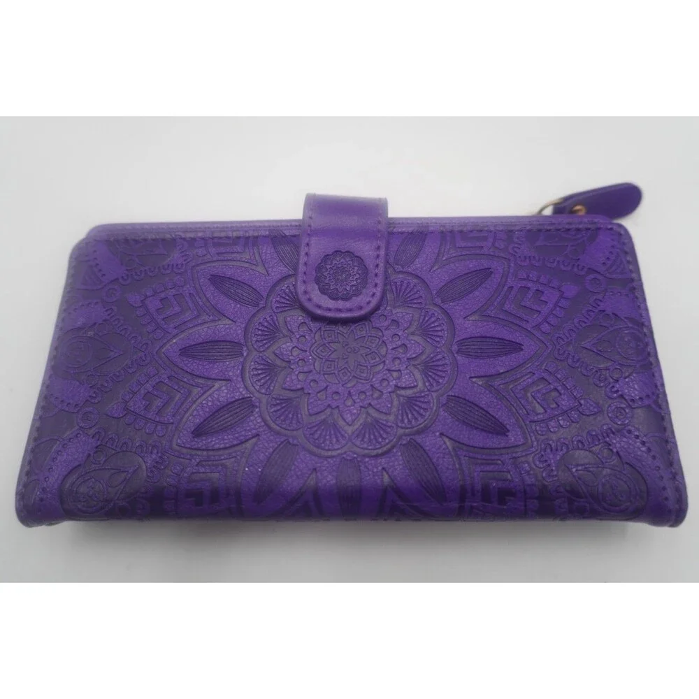 Harryshell Magnetic Zipper Leather Wallet Samsung Galaxy Note 20 Flower Purple